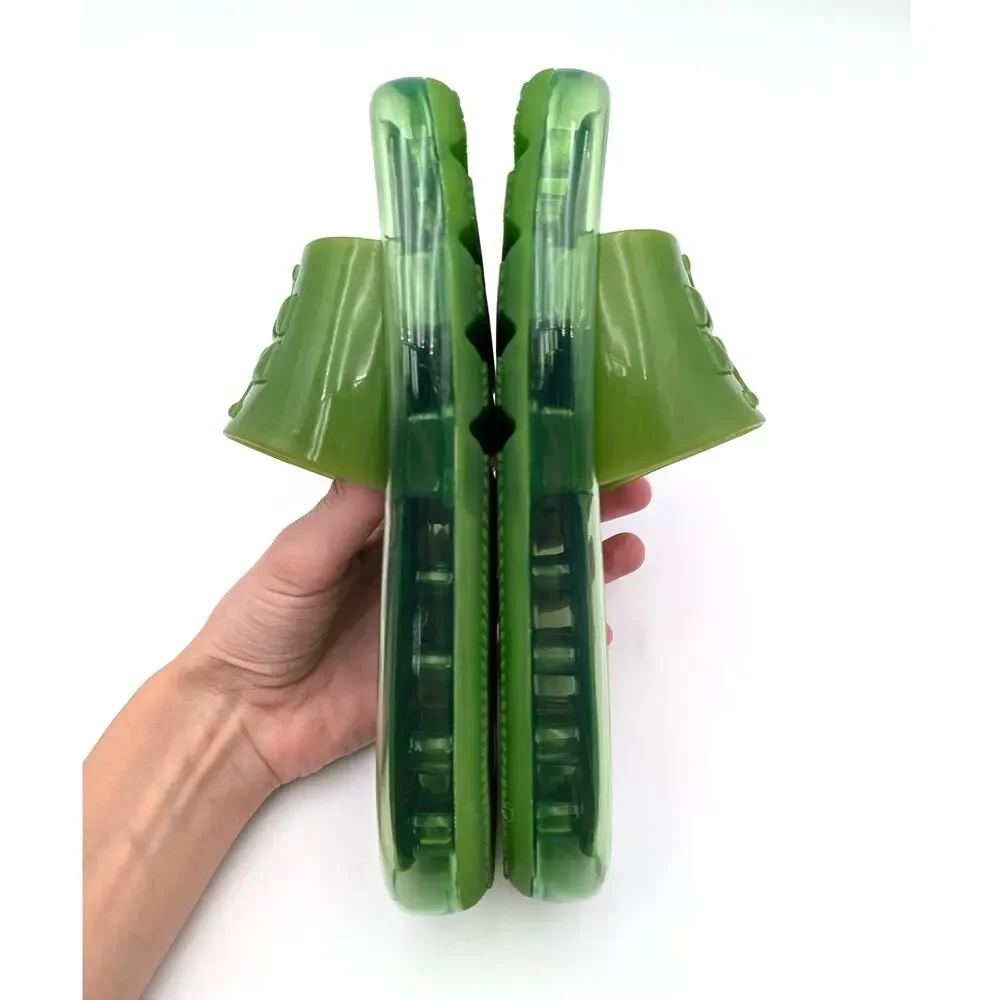 Tory Burch Bubble Jelly Double T Sport Slide Sandal Peridot Size US5M EU35